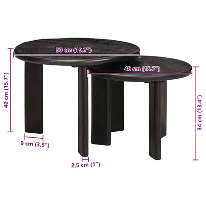 Nesttafels 2 pcs Wit Massief Mango Hout