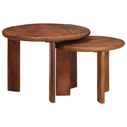 Nesttafels 2 pcs Honingbruin Massief Mango Hout