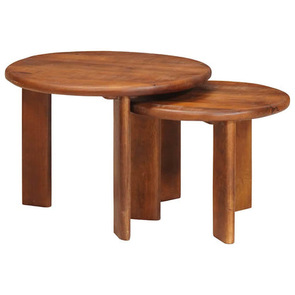 Nesttafels 2 pcs Honingbruin Massief Mango Hout