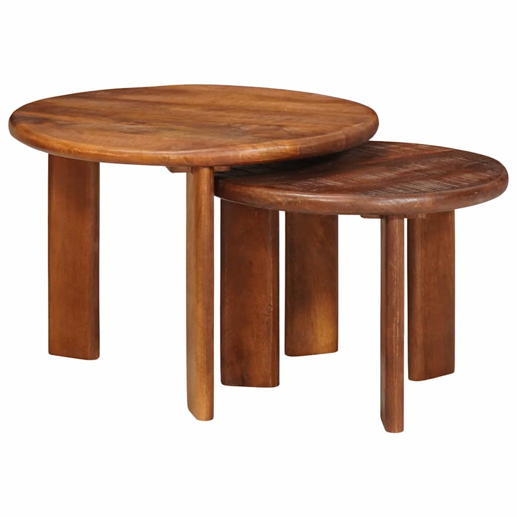 Nesttafels 2 pcs Honingbruin Massief Mango Hout