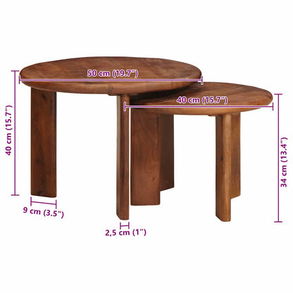 Nesttafels 2 pcs Honingbruin Massief Mango Hout