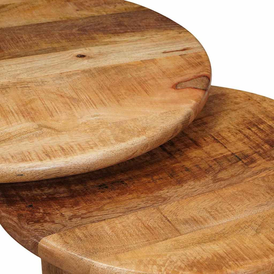Nesttafels 3 pcs Bruin Massief Mango Hout