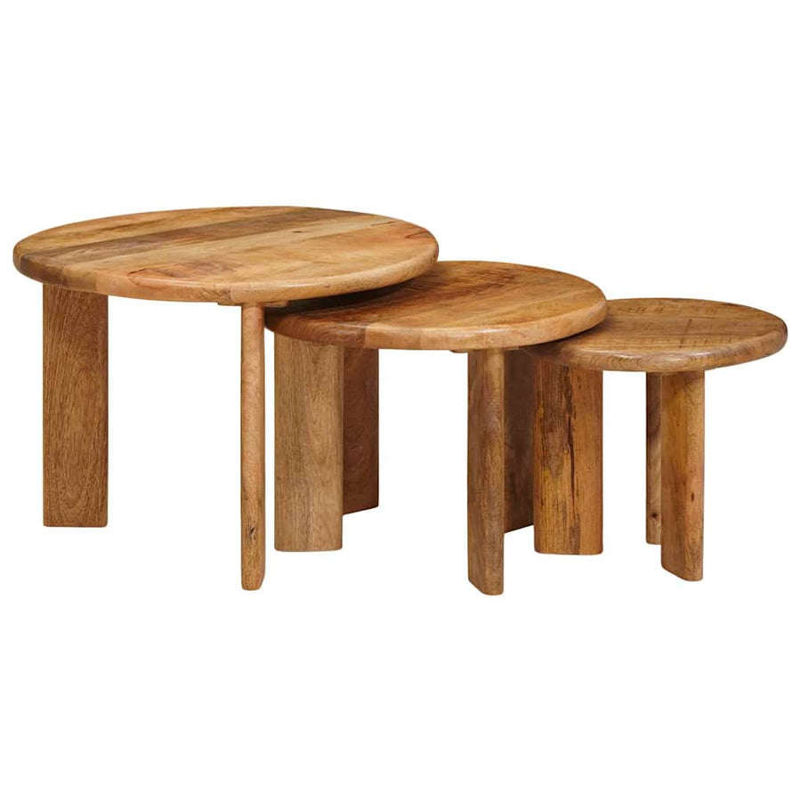 Nesttafels 3 pcs Bruin Massief Mango Hout