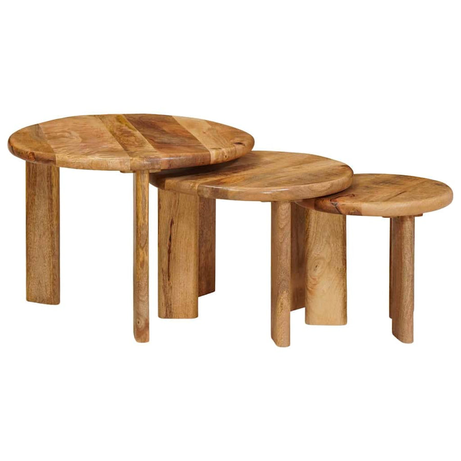 Nesttafels 3 pcs Bruin Massief Mango Hout