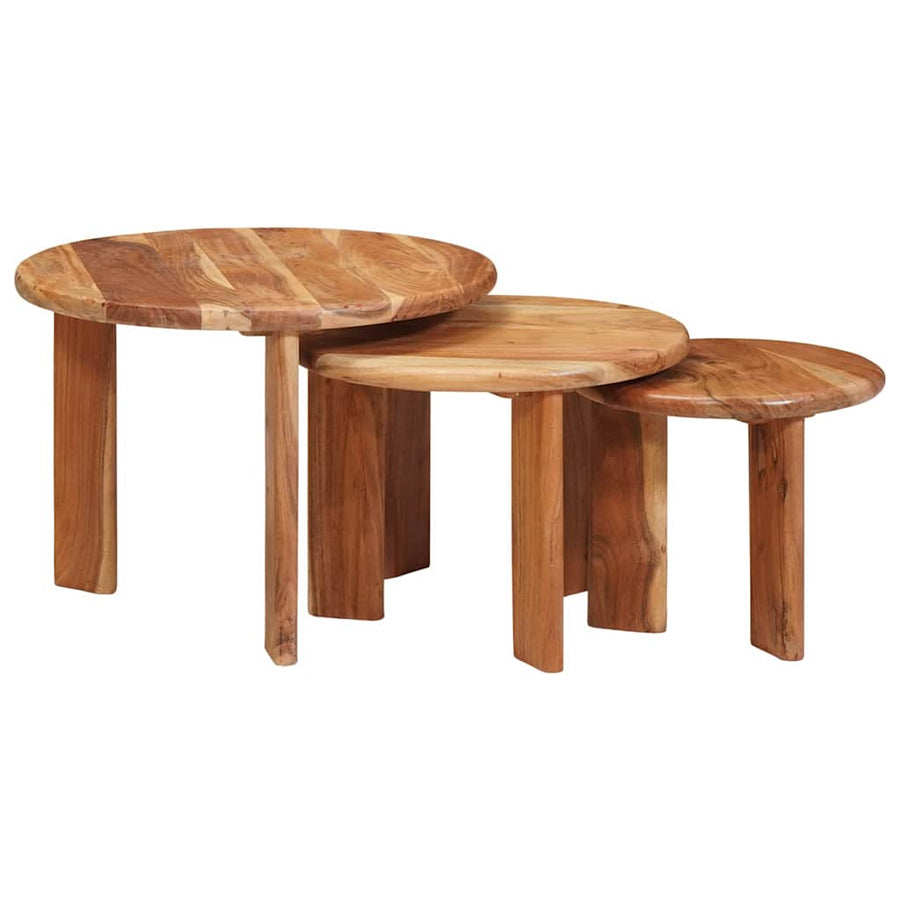 Nesttafels 3 pcs Bruin Massief Acaciahout
