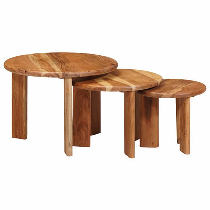 Nesttafels 3 pcs Bruin Massief Acaciahout