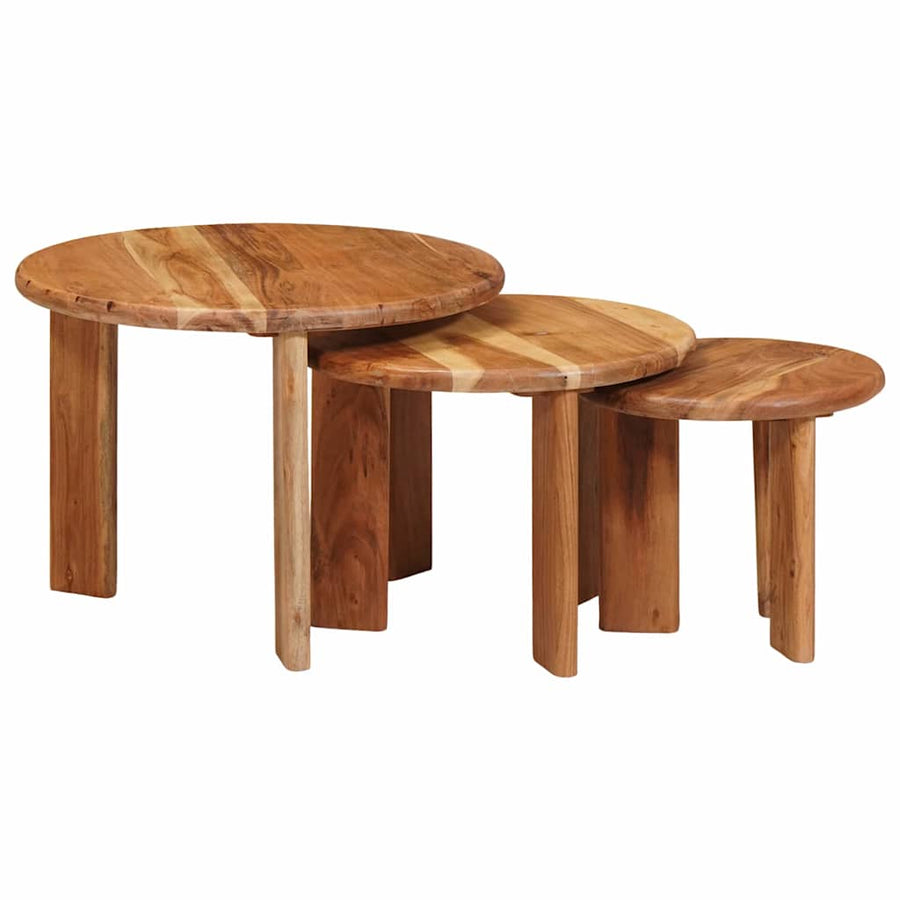 Nesttafels 3 pcs Bruin Massief Acaciahout
