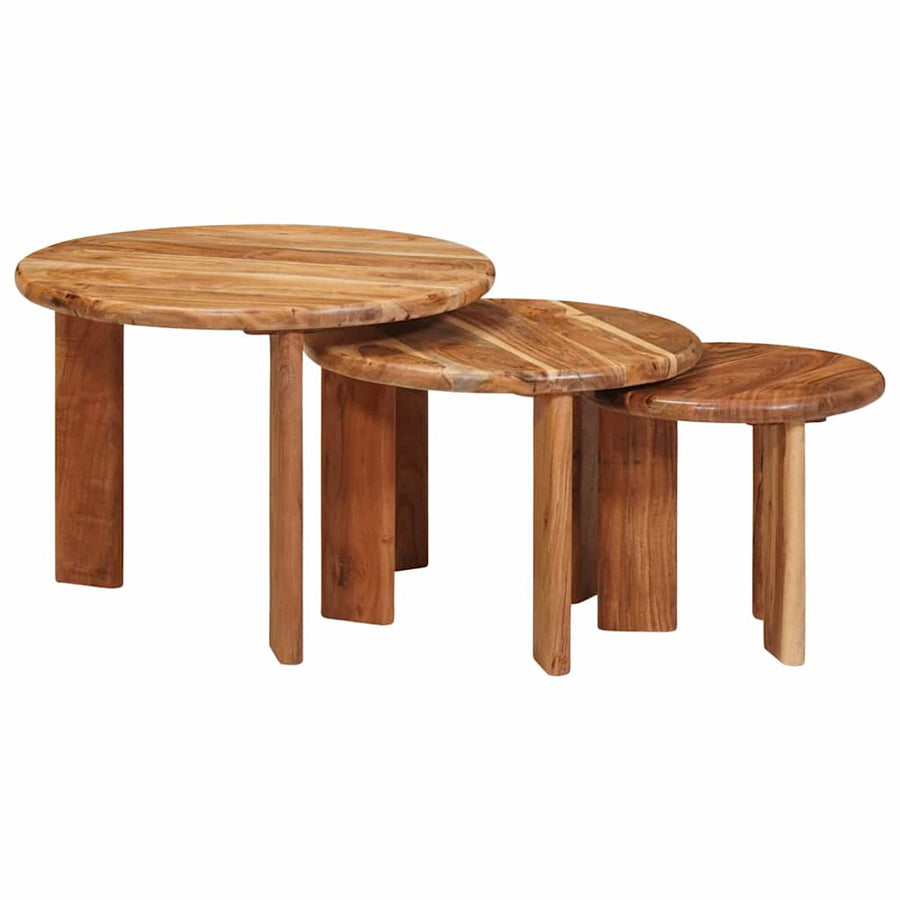 Nesttafels 3 pcs Bruin Massief Acaciahout