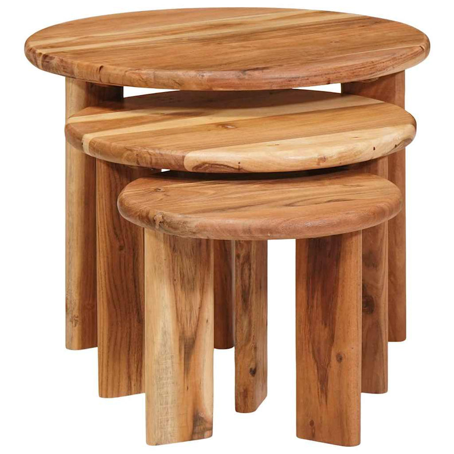 Nesttafels 3 pcs Bruin Massief Acaciahout