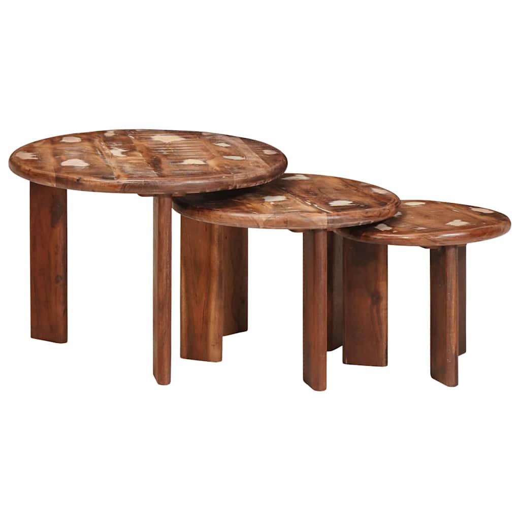 Nesttafels 3 pcs Multikleur Massief gerecycled hout