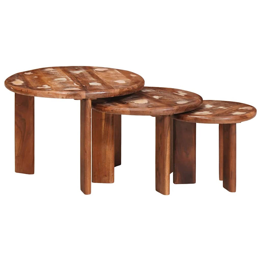 Nesttafels 3 pcs Multikleur Massief gerecycled hout