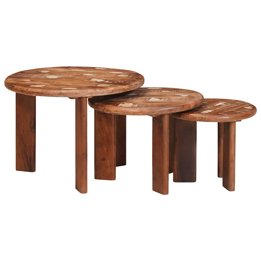 Nesttafels 3 pcs Multikleur Massief gerecycled hout