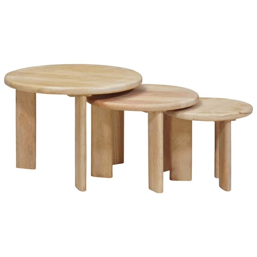 Nesttafels 3 pcs Zwart Massief Mango Hout