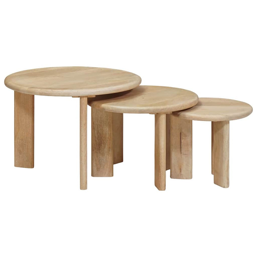 Nesttafels 3 pcs Zwart Massief Mango Hout