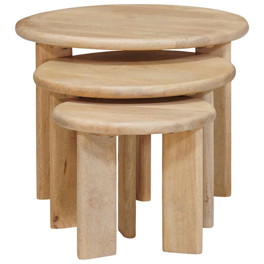 Nesttafels 3 pcs Zwart Massief Mango Hout