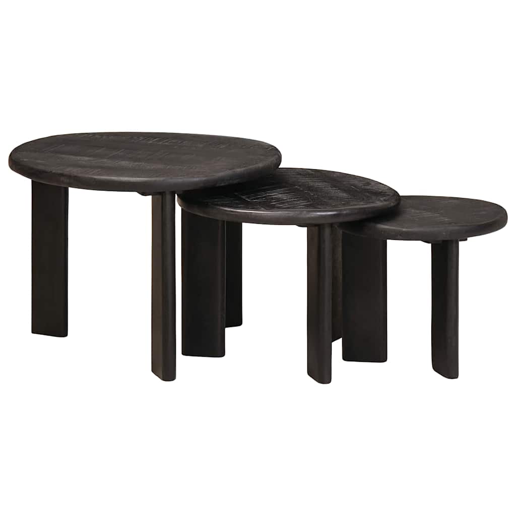 Nesttafels 3 pcs Wit Massief Mango Hout