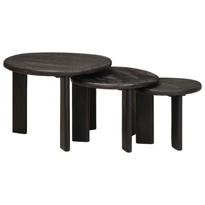 Nesttafels 3 pcs Wit Massief Mango Hout