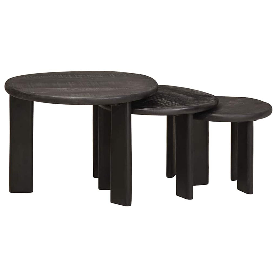 Nesttafels 3 pcs Wit Massief Mango Hout