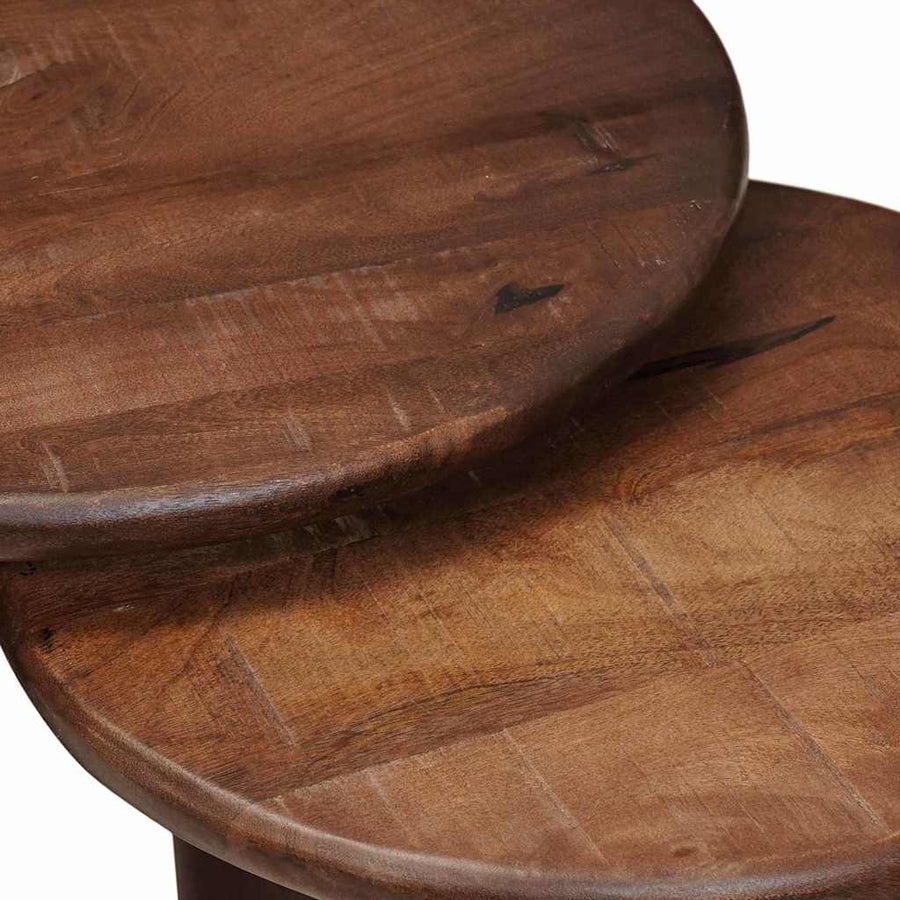 Nesttafels 3 pcs Donkerbruin Massief Mango Hout