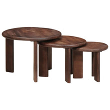 Nesttafels 3 pcs Donkerbruin Massief Mango Hout