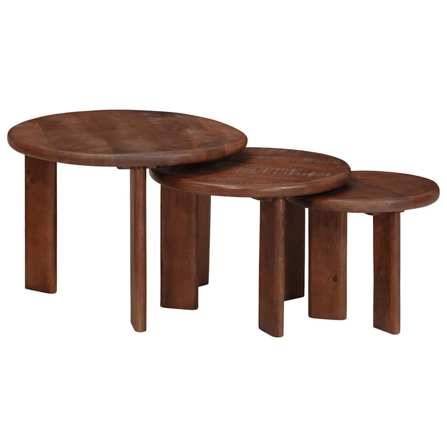 Nesttafels 3 pcs Donkerbruin Massief Mango Hout