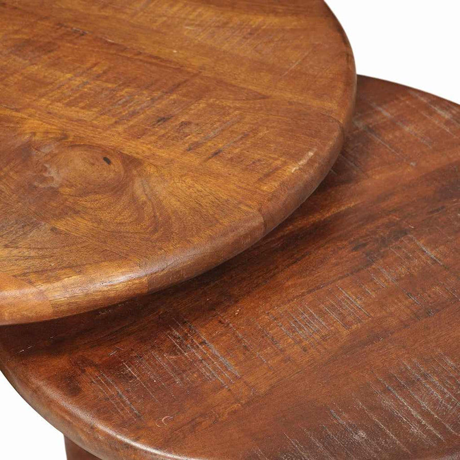 Nesttafels 3 pcs Honingbruin Massief Mango Hout