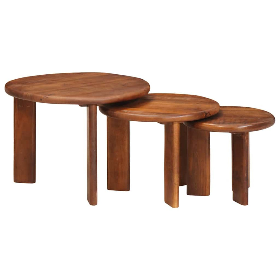 Nesttafels 3 pcs Honingbruin Massief Mango Hout