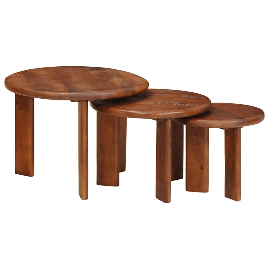 Nesttafels 3 pcs Honingbruin Massief Mango Hout