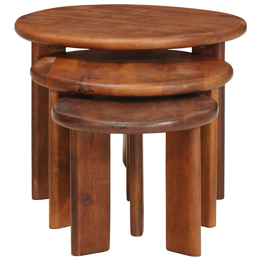 Nesttafels 3 pcs Honingbruin Massief Mango Hout