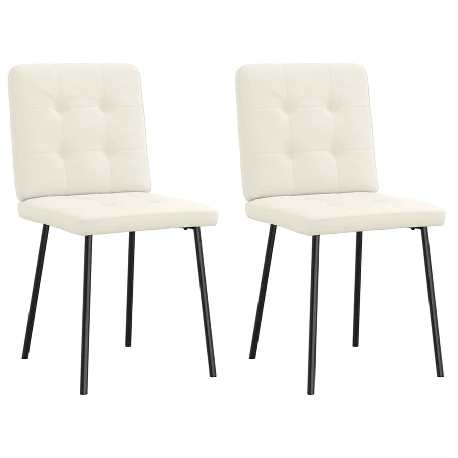 Eetkamerstoelen 2 st fluweel crèmekleurig