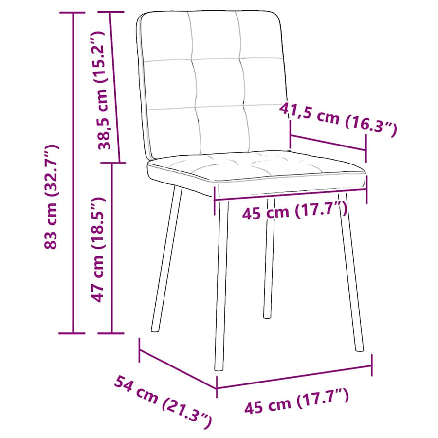 Eetkamerstoelen 2 st fluweel crèmekleurig