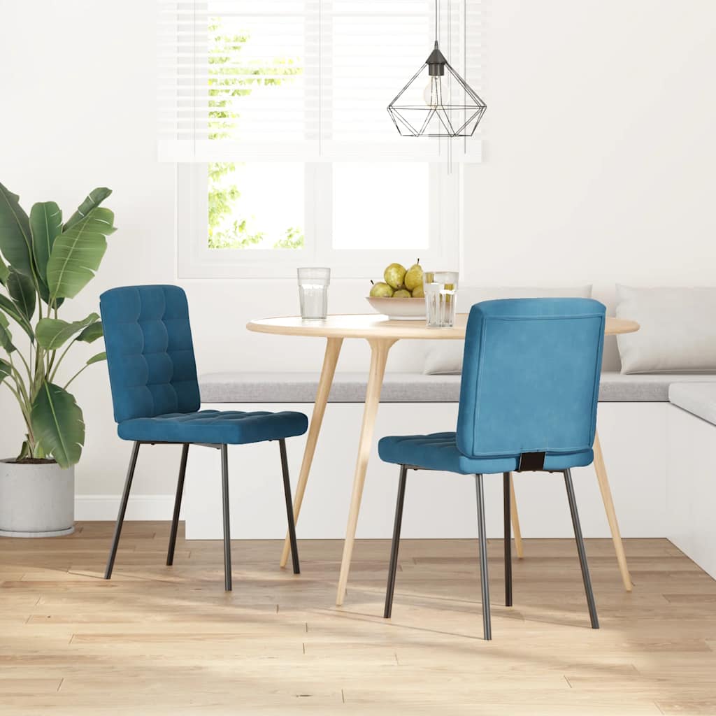Eetkamerstoelen 2 st fluweel blauw