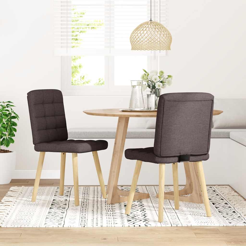 Eetkamerstoelen 2 st stof donkerbruin