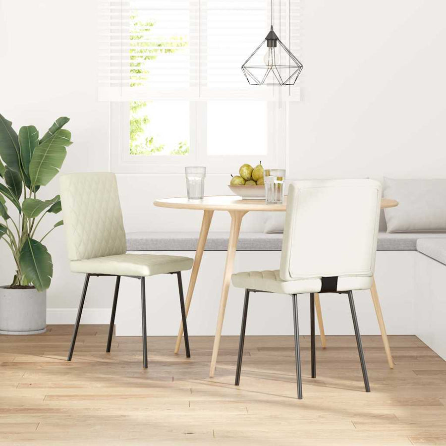 Eetkamerstoelen 2 st fluweel crèmekleurig