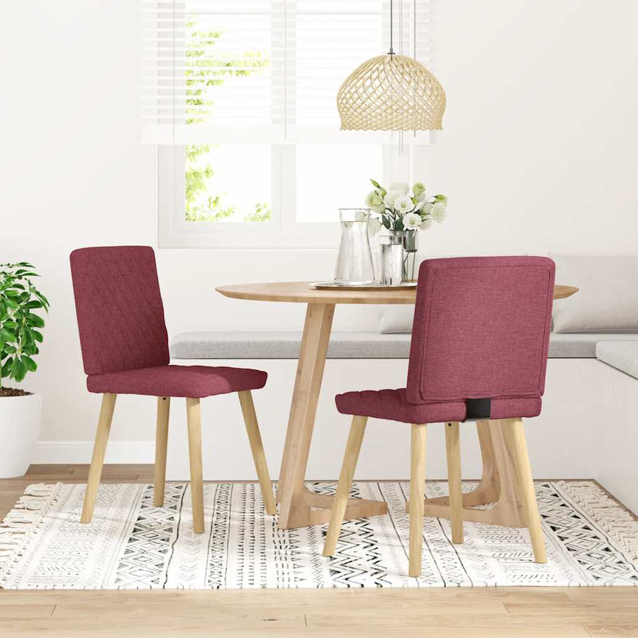 Eetkamerstoelen 2 st stof wijnrood
