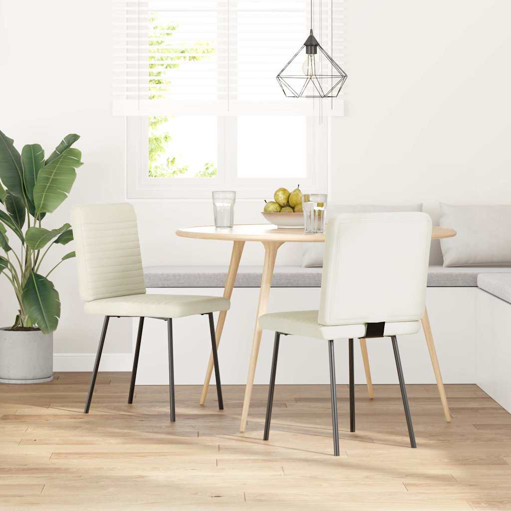 Eetkamerstoelen 2 st fluweel crèmekleurig