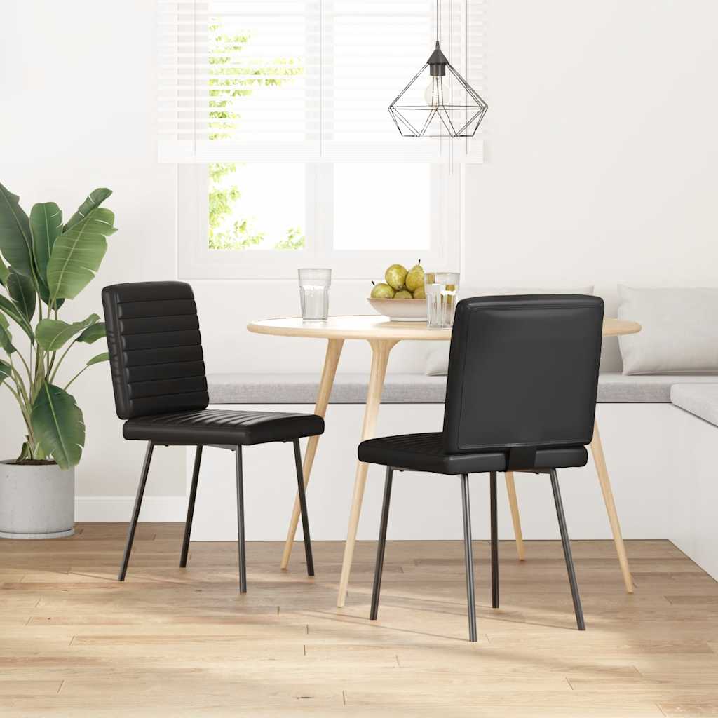 Eetkamerstoelen 2 st kunstleer zwart