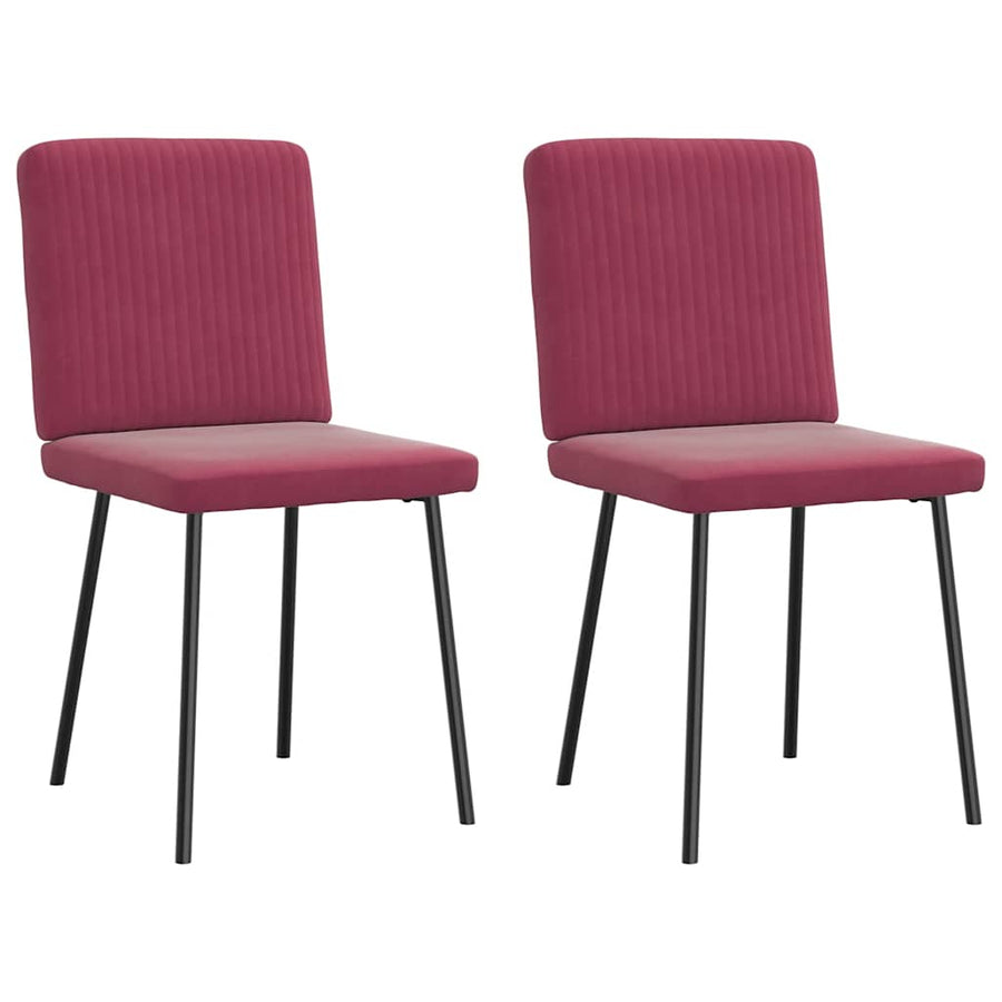 Eetkamerstoelen 2 st fluweel wijnrood
