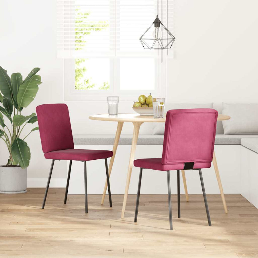 Eetkamerstoelen 2 st fluweel wijnrood