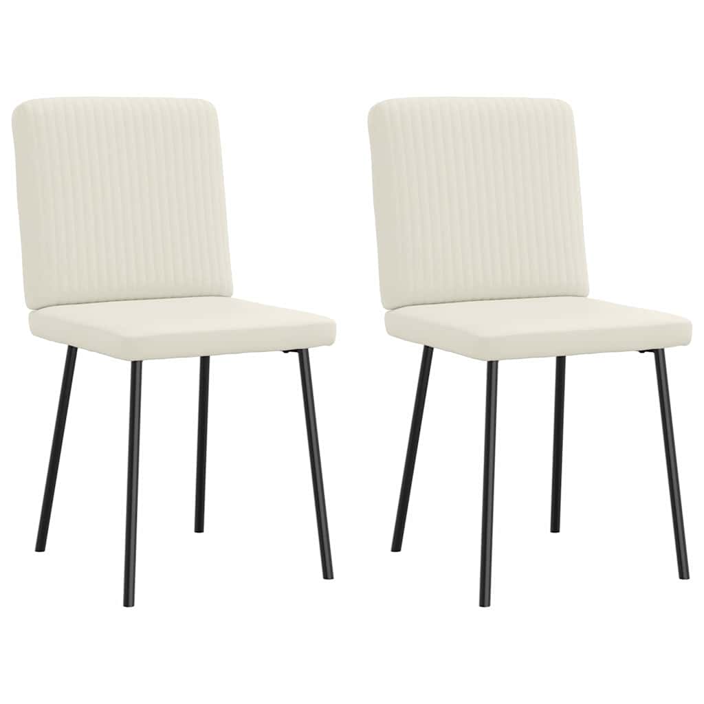 Eetkamerstoelen 2 st fluweel crèmekleurig