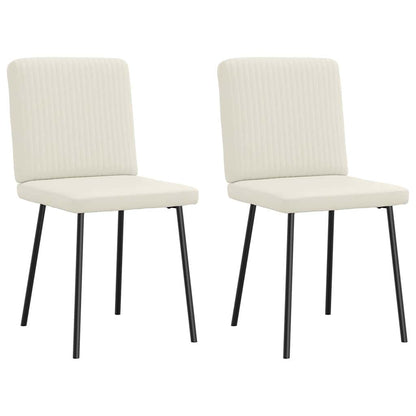 Eetkamerstoelen 2 st fluweel crèmekleurig