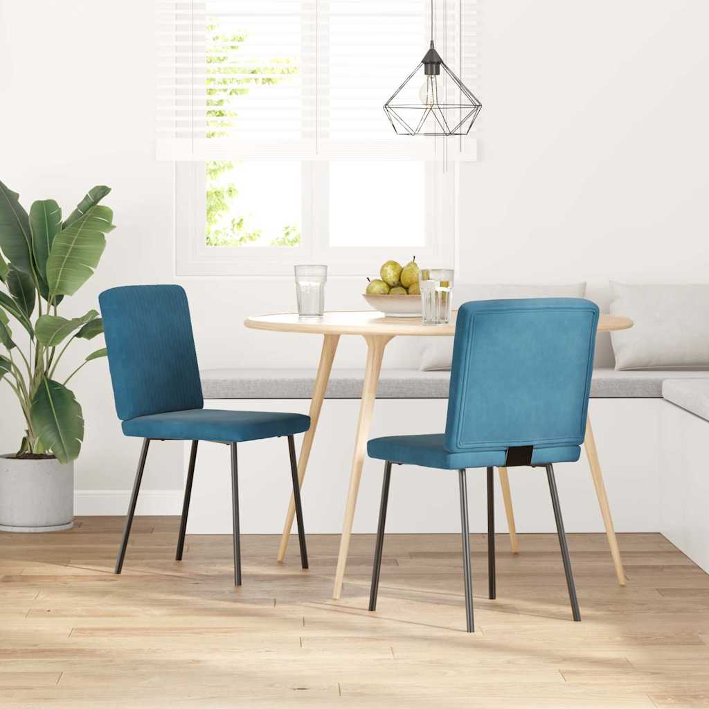 Eetkamerstoelen 2 st fluweel blauw
