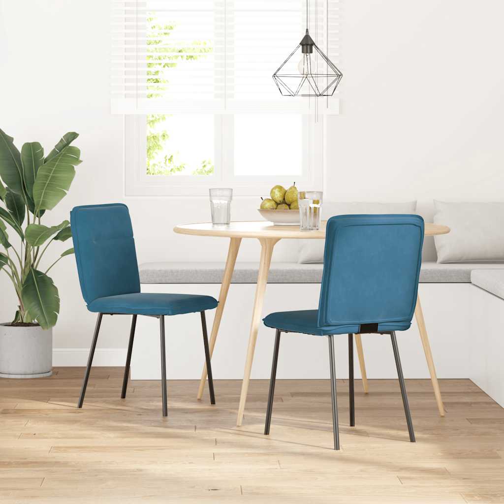 Eetkamerstoelen 2 st fluweel blauw