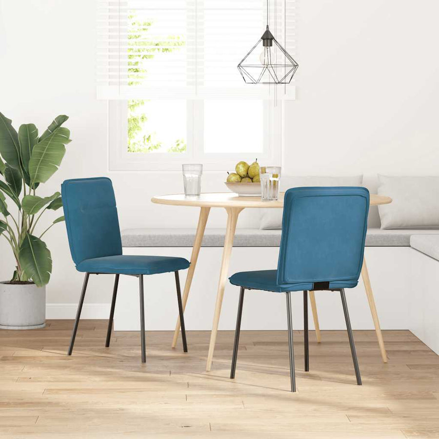 Eetkamerstoelen 2 st fluweel blauw