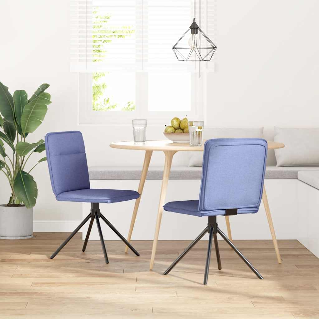 Eetkamerstoelen 2 st stof jeansblauw