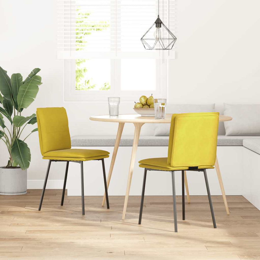 Eetkamerstoelen 2 st fluweel geel