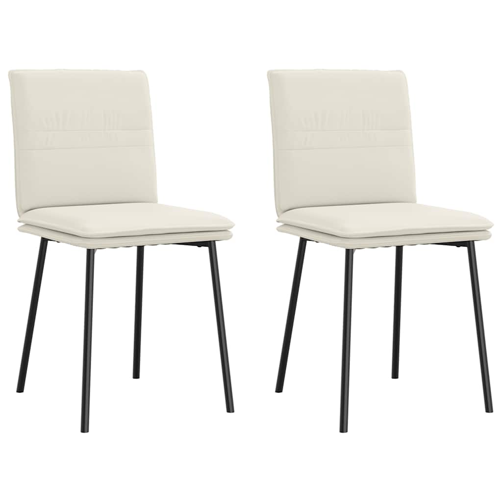 Eetkamerstoelen 2 st fluweel crèmekleurig