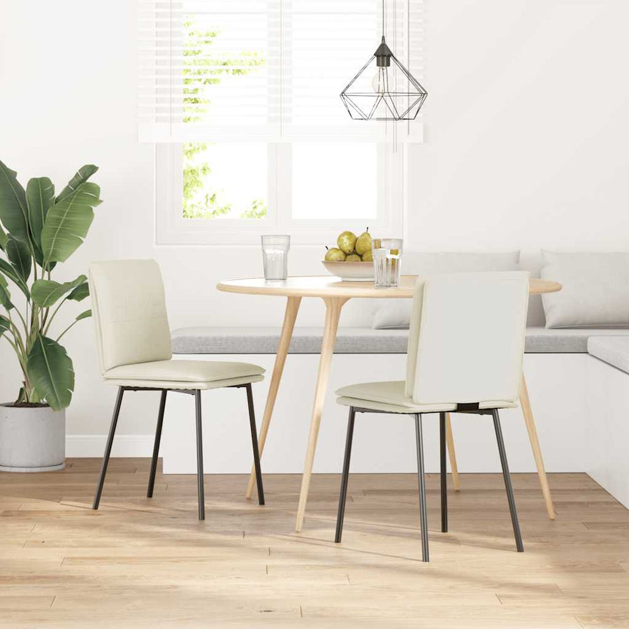 Eetkamerstoelen 2 st fluweel crèmekleurig
