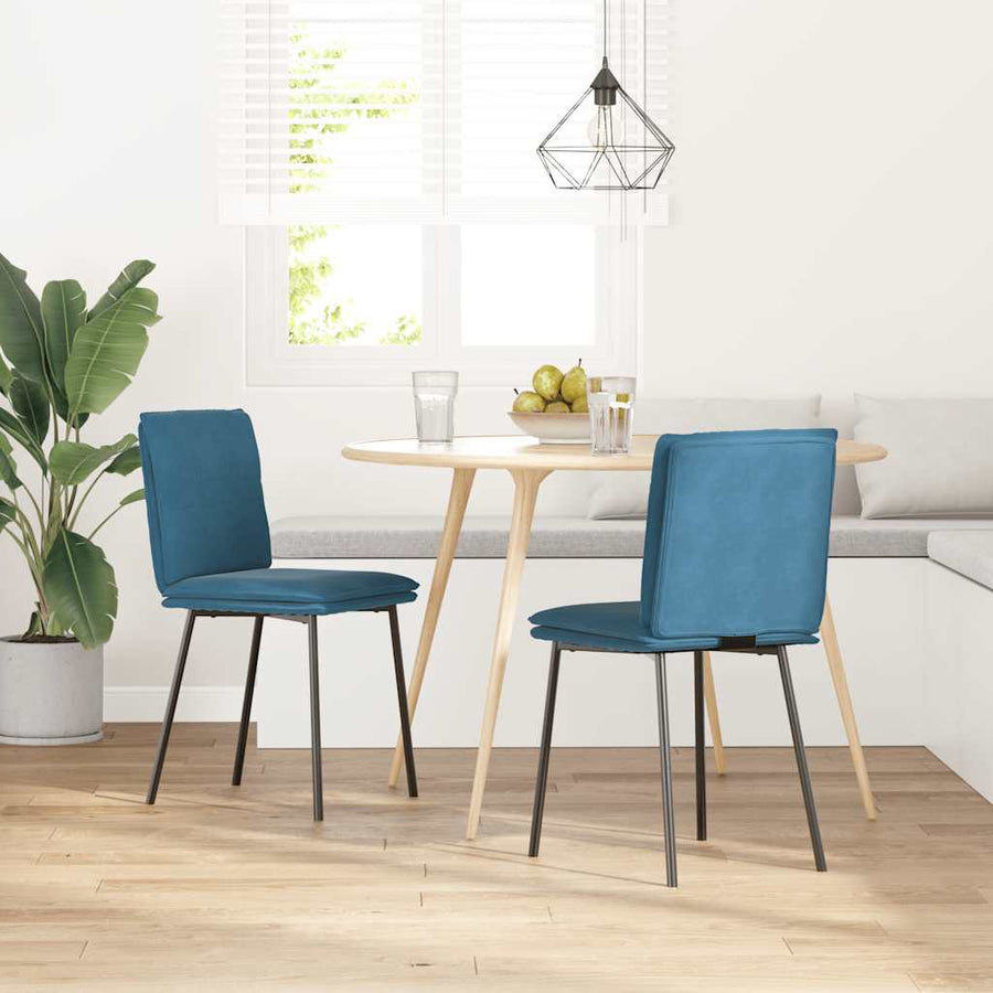 Eetkamerstoelen 2 st fluweel blauw