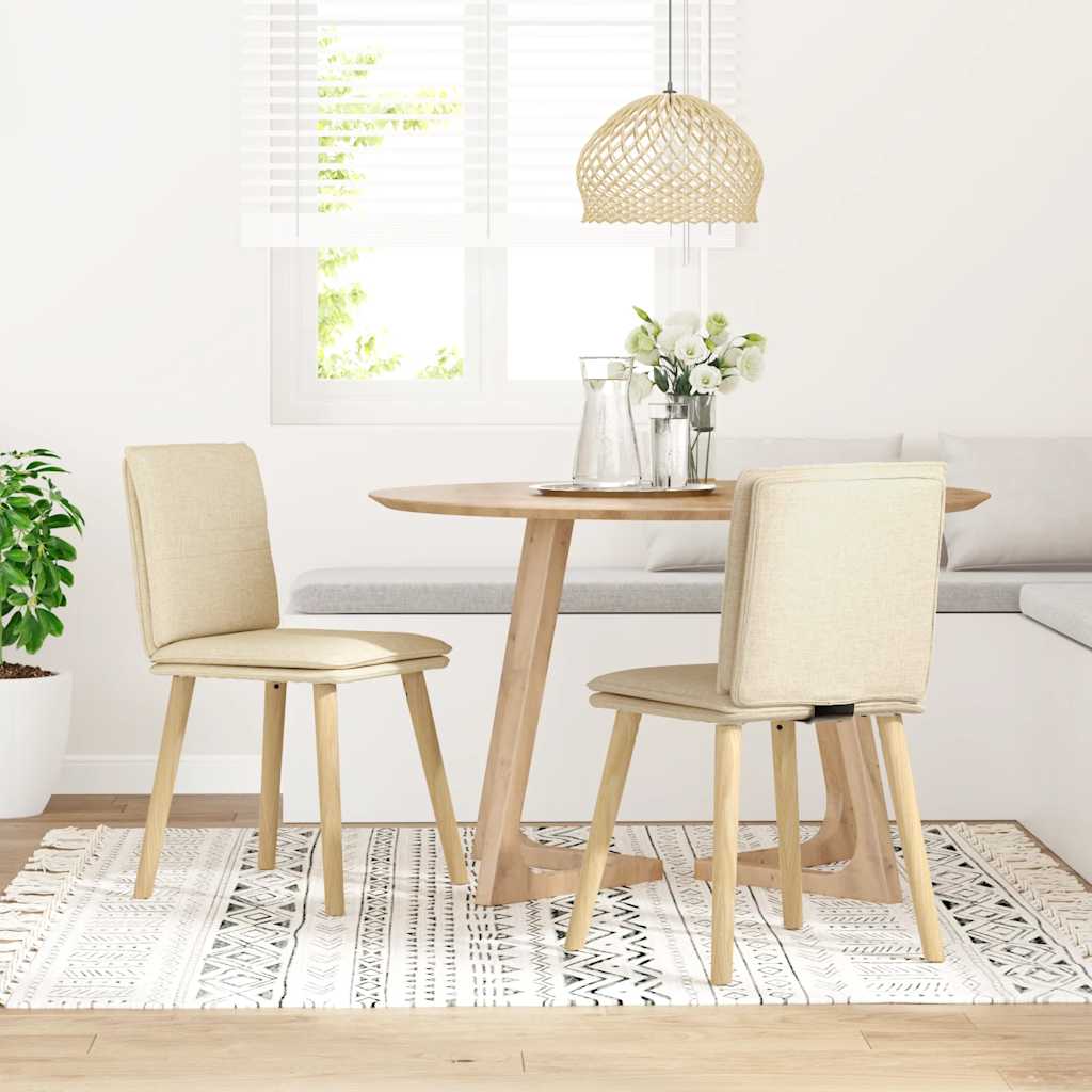 Eetkamerstoelen 2 st stof crèmekleurig